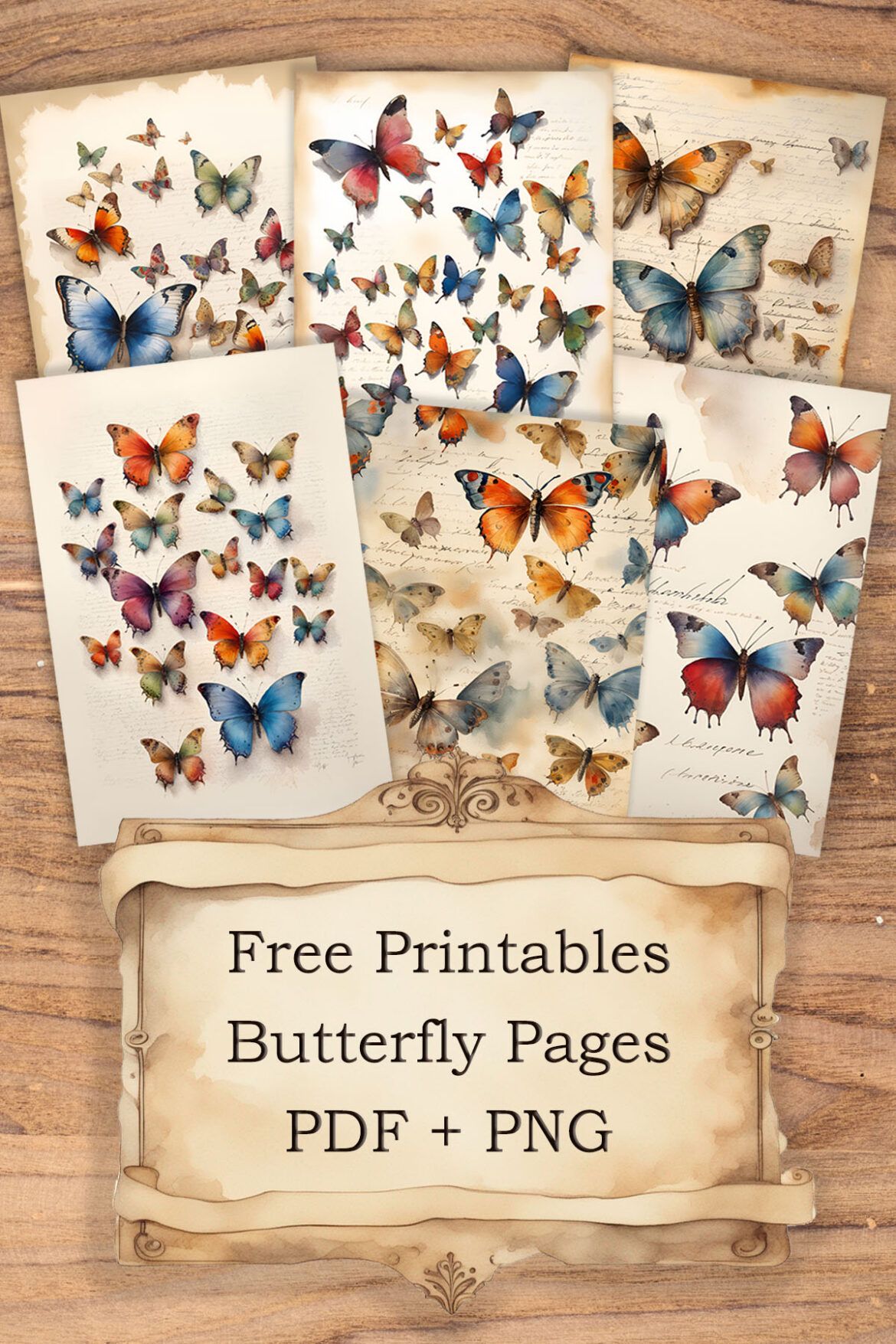 Butterfly Pages - Free Junk Journal Printables - Moonlight Memoirs