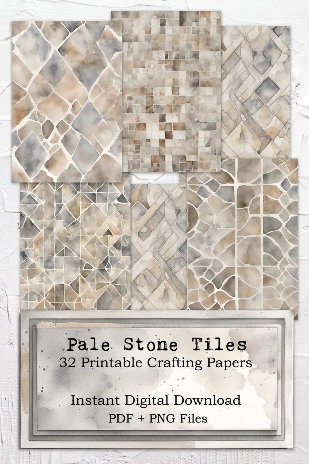 Pale Stone Tiles - Decorative Crafting Papers (PDF + PNG)