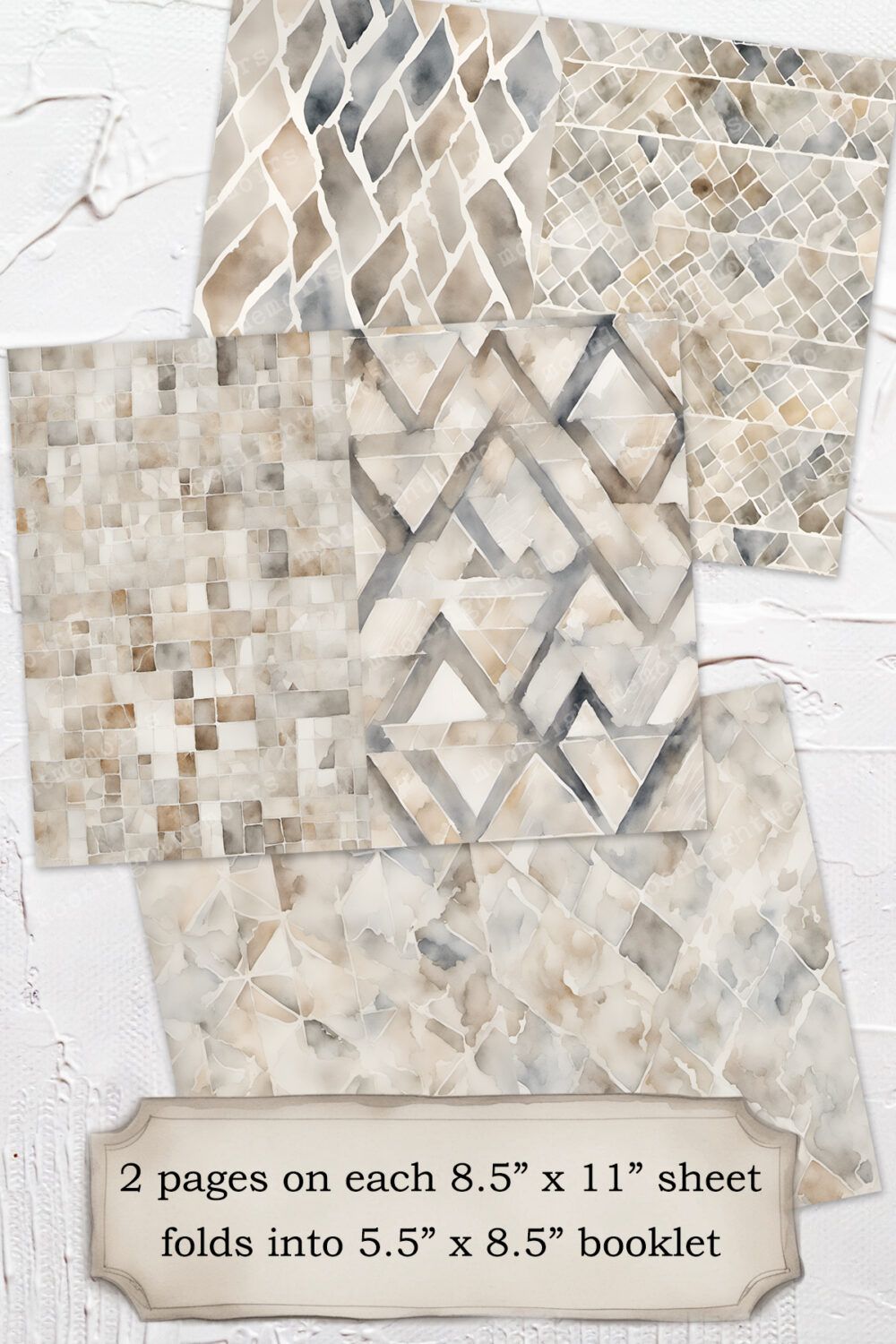 Pale Stone Tiles - Decorative Crafting Papers (PDF + PNG) - Image 2