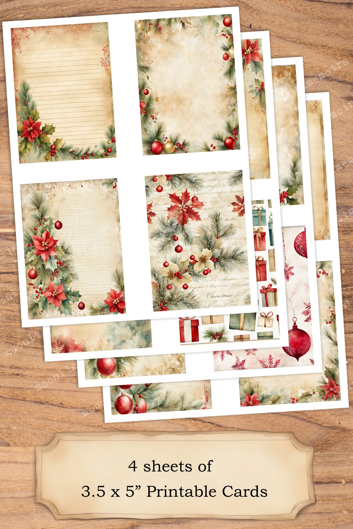 Vintage Christmas Ephemera - Printable Pockets, Tags, Stamps, Strips (PDF) - Image 4
