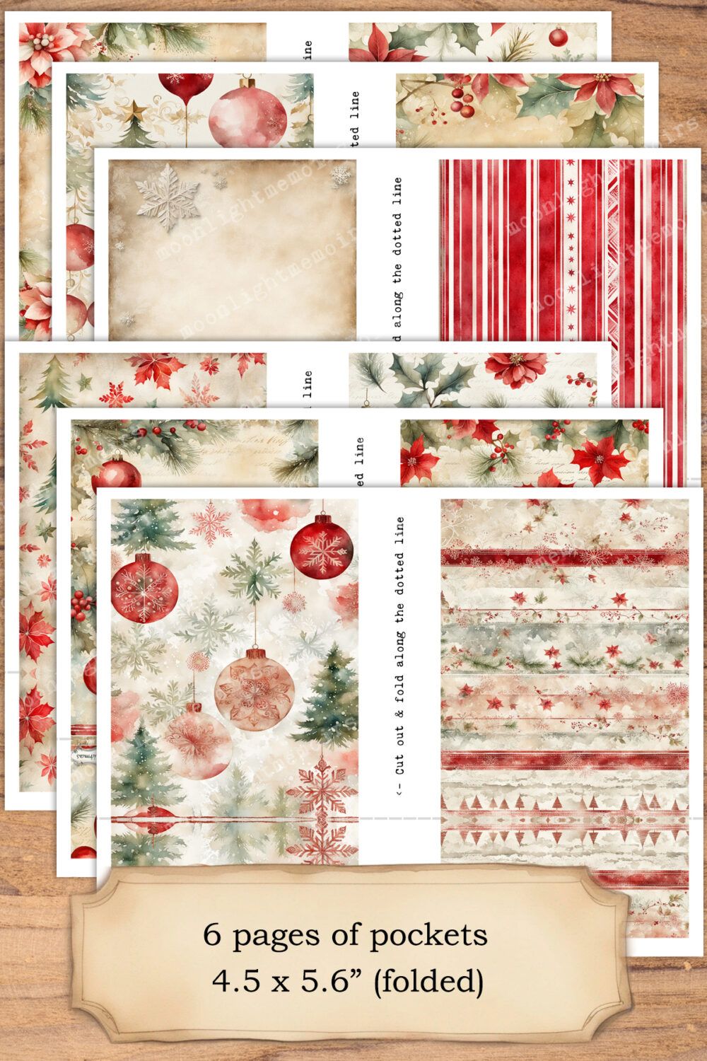 Vintage Christmas Ephemera - Printable Pockets, Tags, Stamps, Strips (PDF) - Image 2