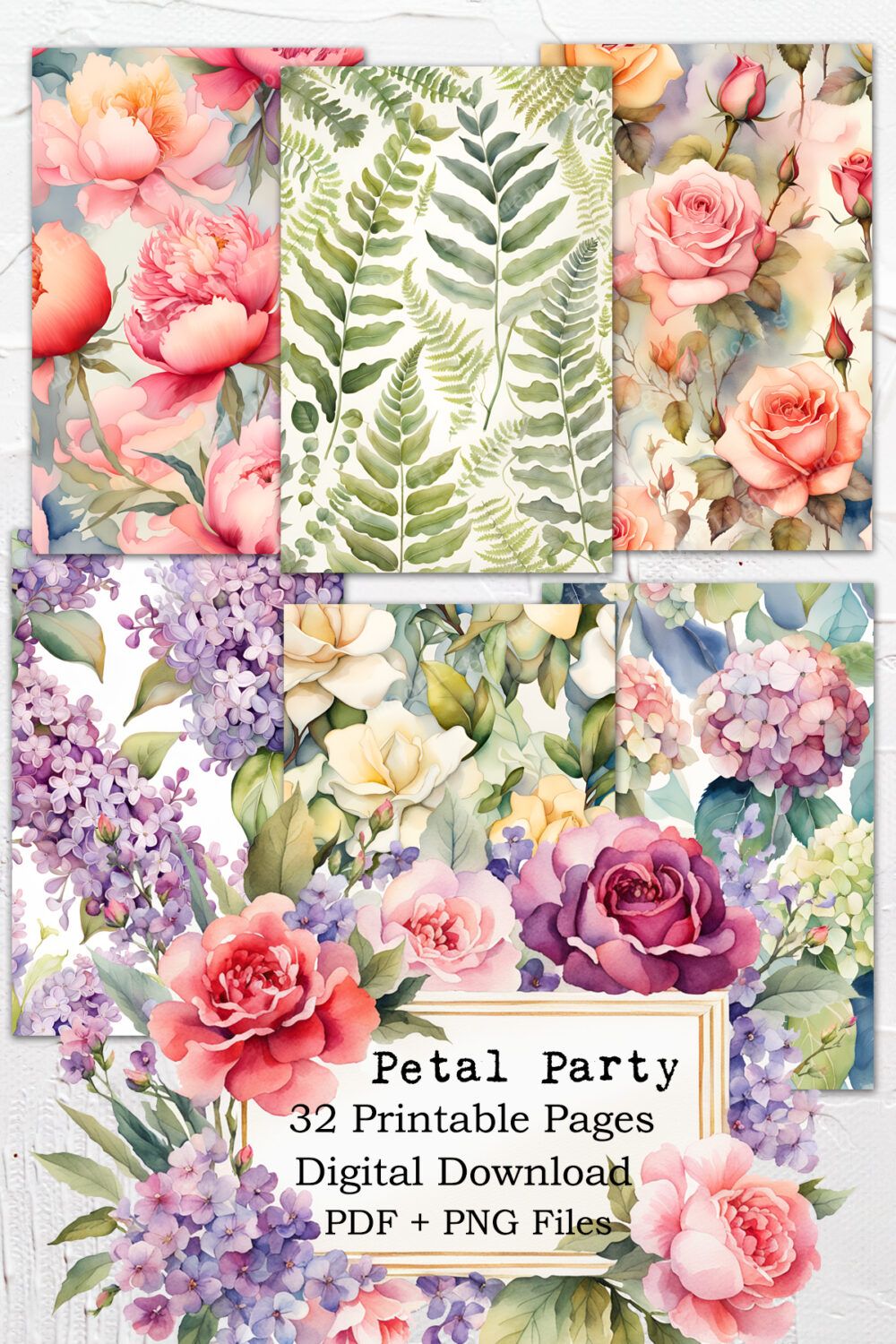 Petal Party - Decorative Crafting Papers (PDF + PNG)