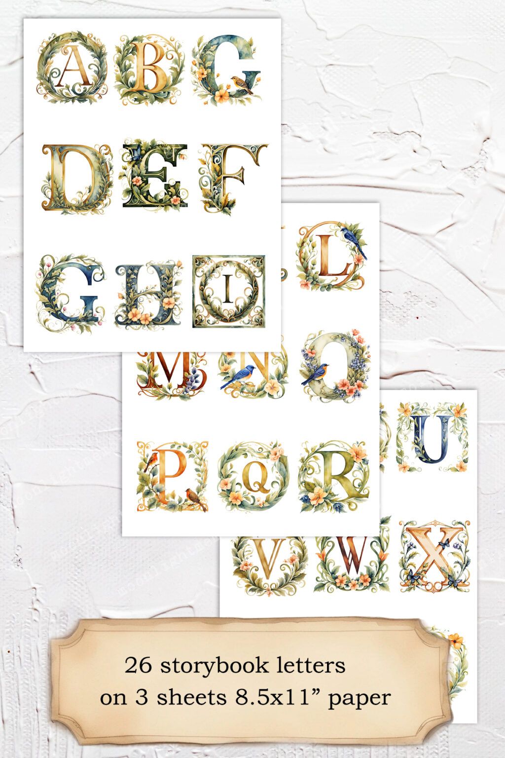 Storybook Letters - Printable Capitals - Fussy Cuts/Digital Stickers ...