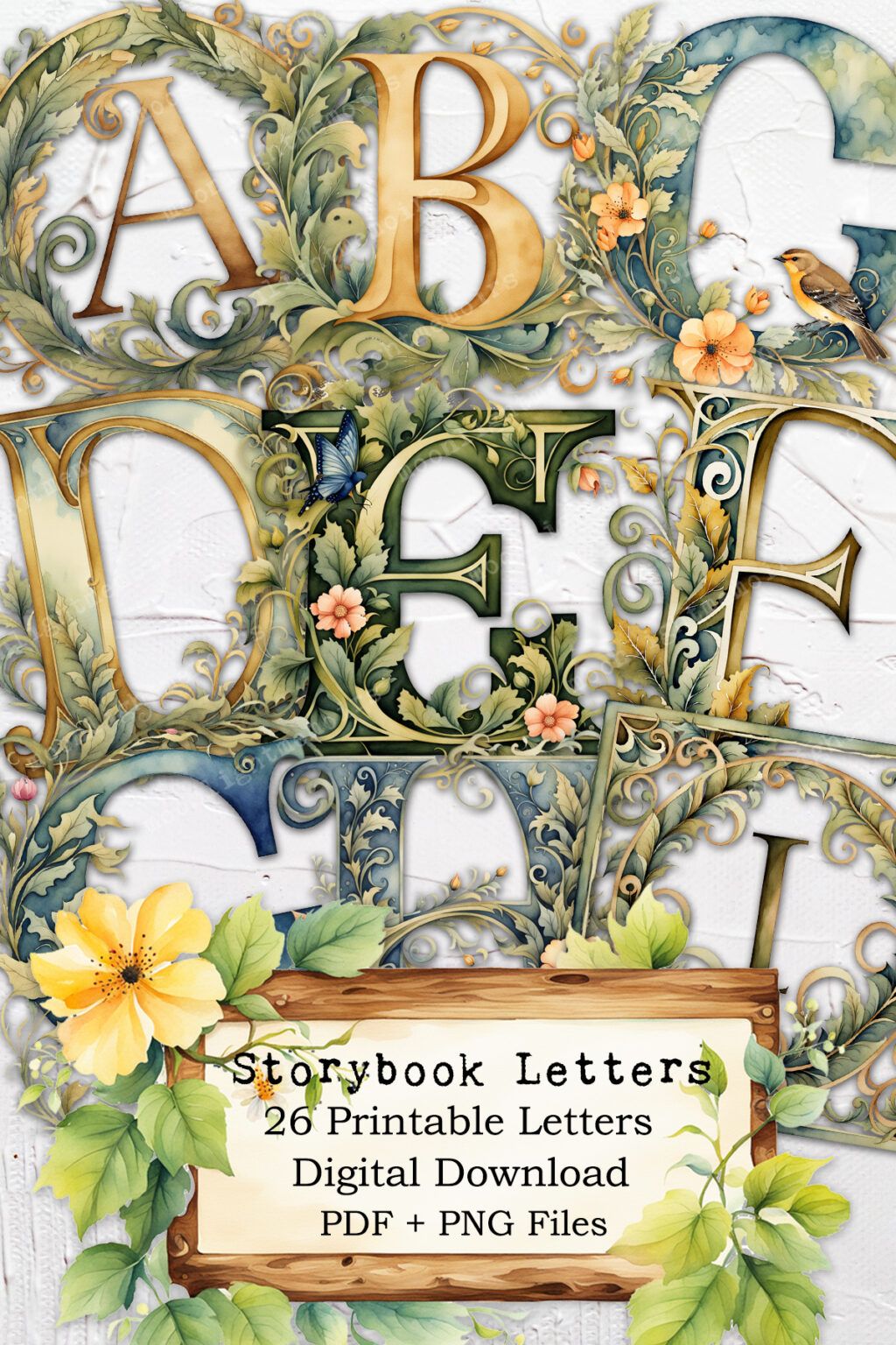 Storybook Letters - Printable Capitals - Fussy Cuts/Digital Stickers ...